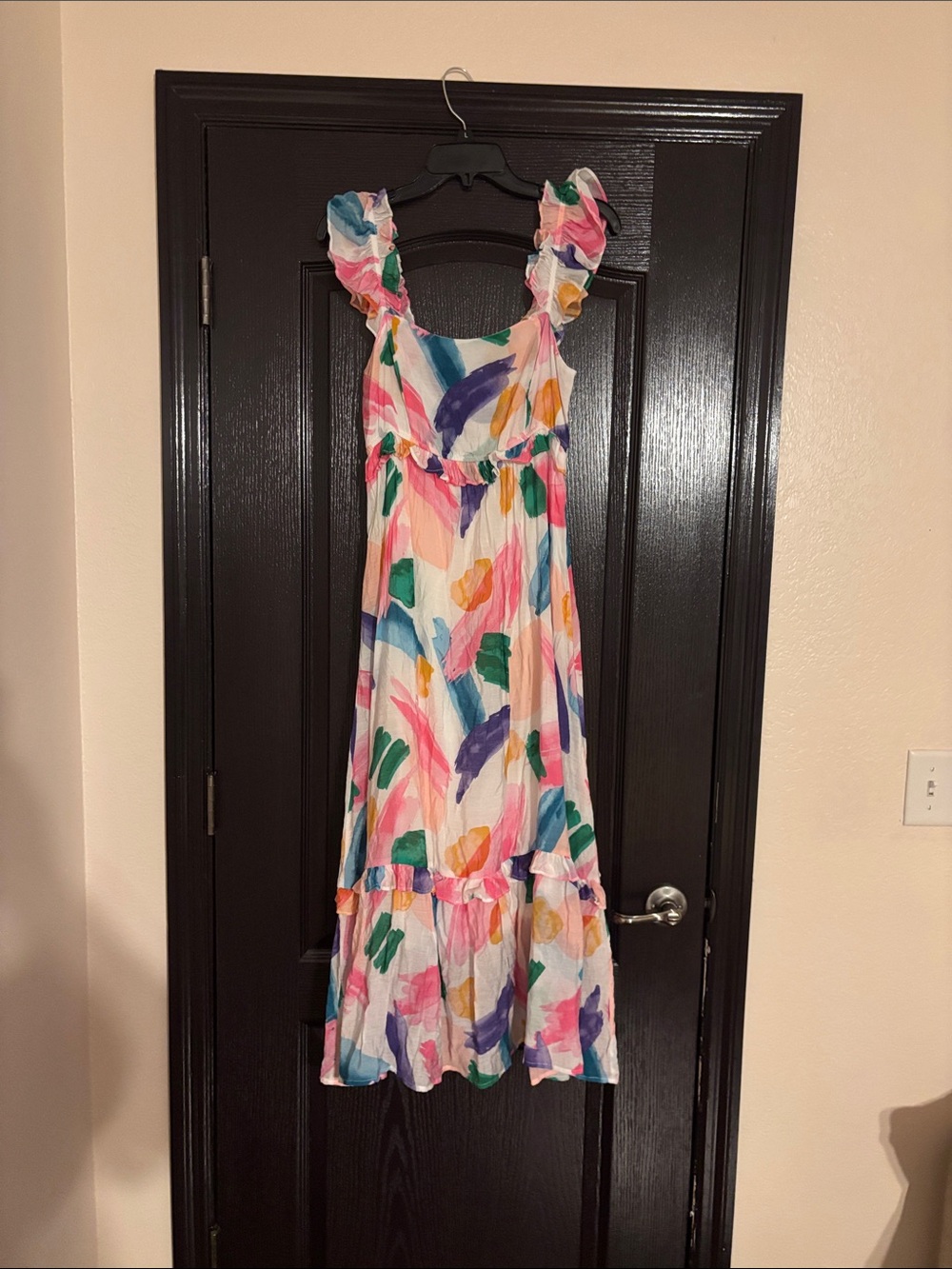 Womenโs Multicolor Ruffle Strap Summer Dress